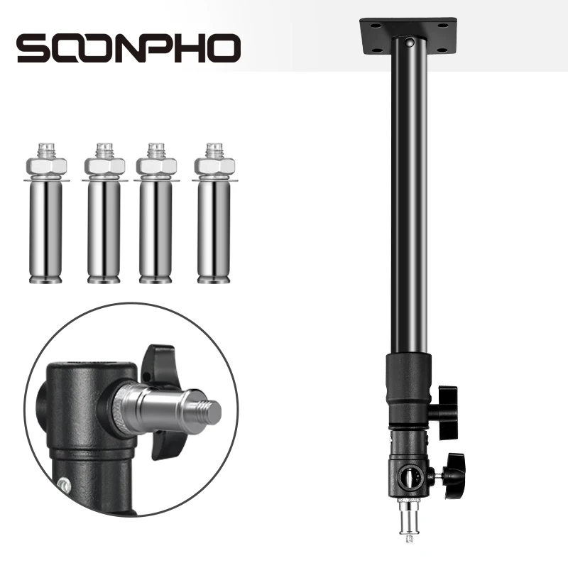 Soonpho Wall Ceiling Mount Light For Flash Lamp LED Lights Softbox Photo Studio Live broadcast vedio 3/8" 1/4" Stud 5.0 Tripod