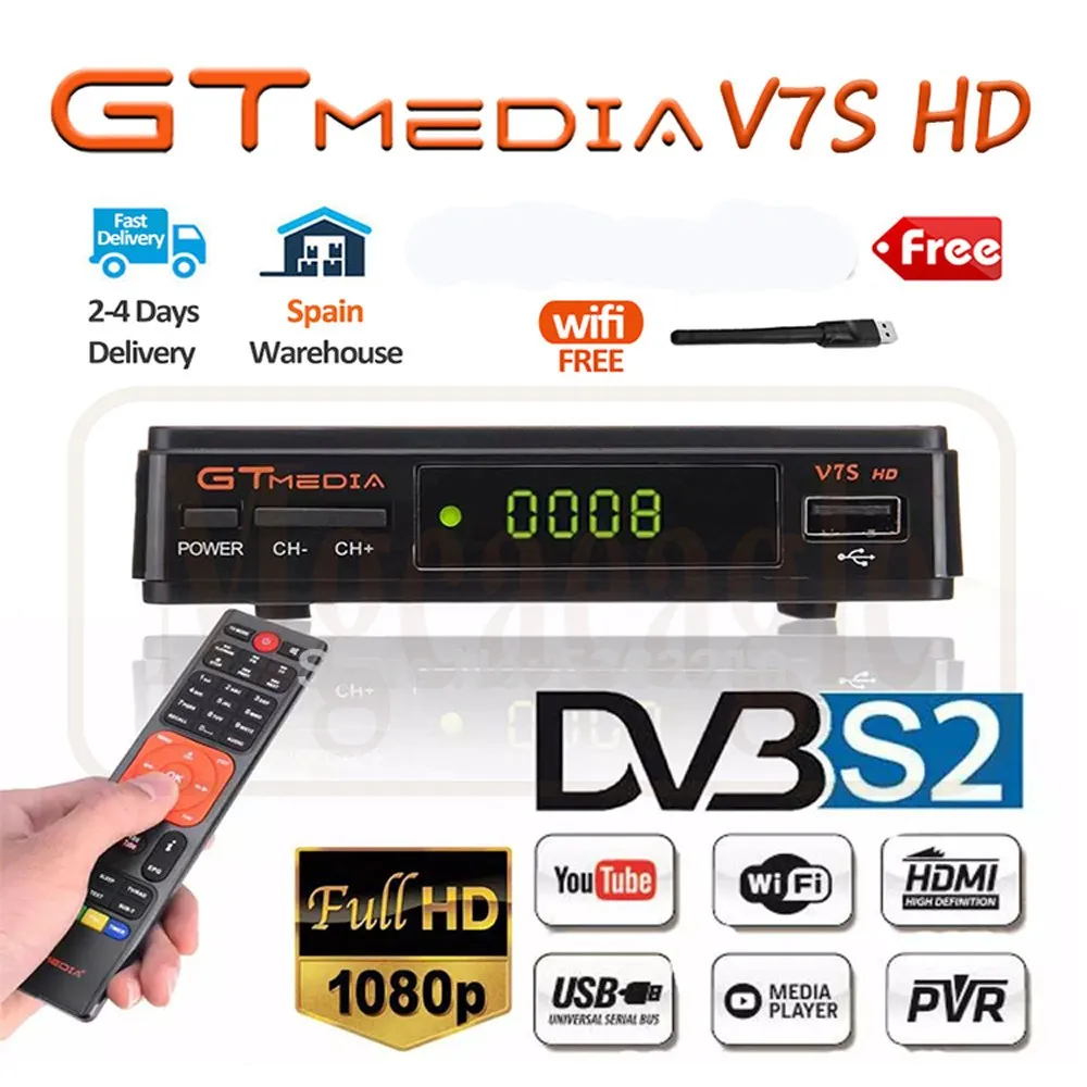 Спутниковый ресивер GTMedia V7S Full HD DVB S2 ТВ Декодер + USB Wi Fi обновление Freesat V7 TV приемник