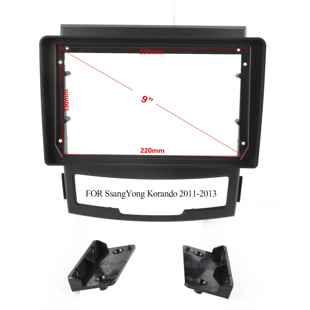 Двойная Din черная отделка Fascia рамка для SsangYong Korando 2011 2013 Установка 9