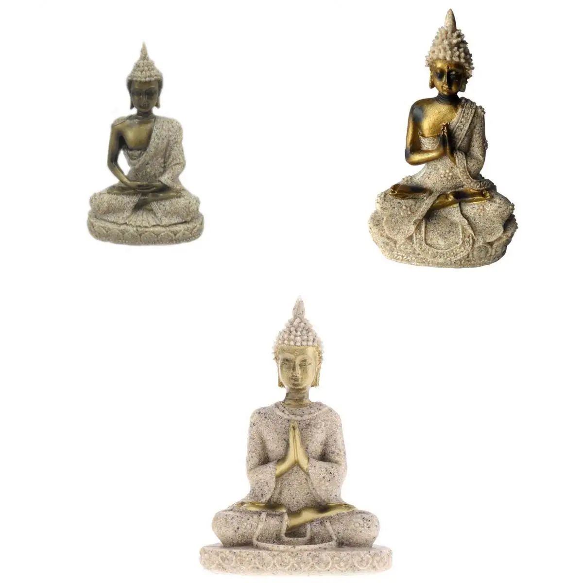 3 Pcs Sandstone Ganesha Buddha Statue Sculpture Handmade Figurine Seated Ganesh Buddha Buddhism Statue Buddha Handmade Figurine