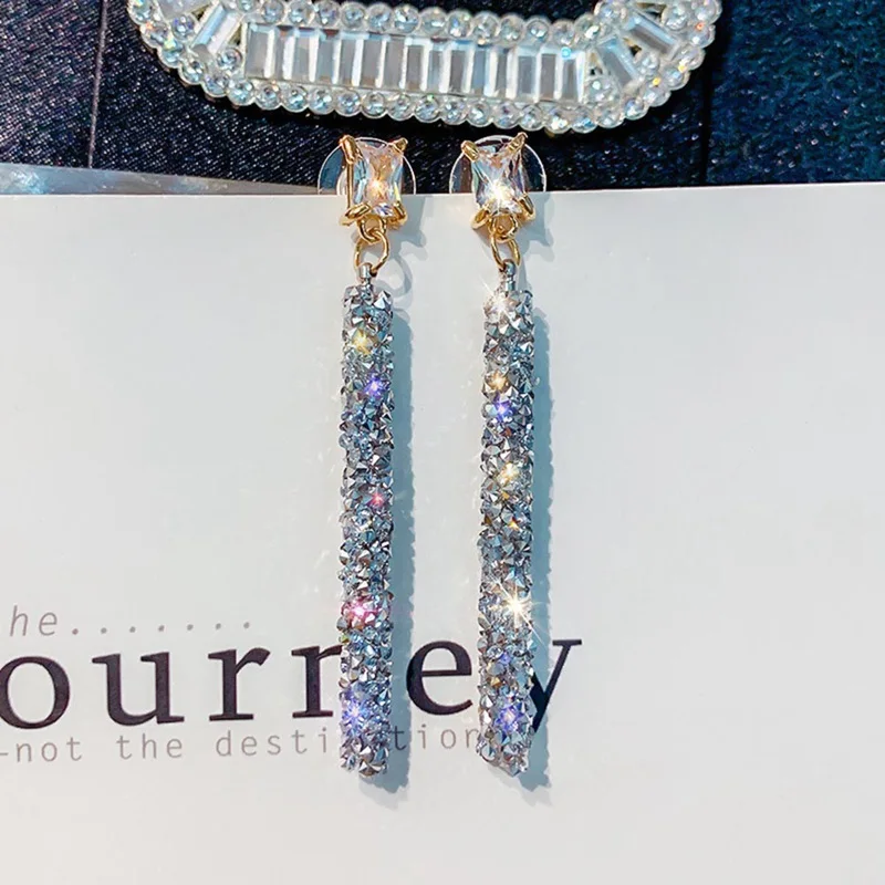 

Fashion Long Tassel Crystal Earrings For Women Girl Druzy Resin Cylinder Pendant Drop Dangle Earrings Party Jewelry Gifts