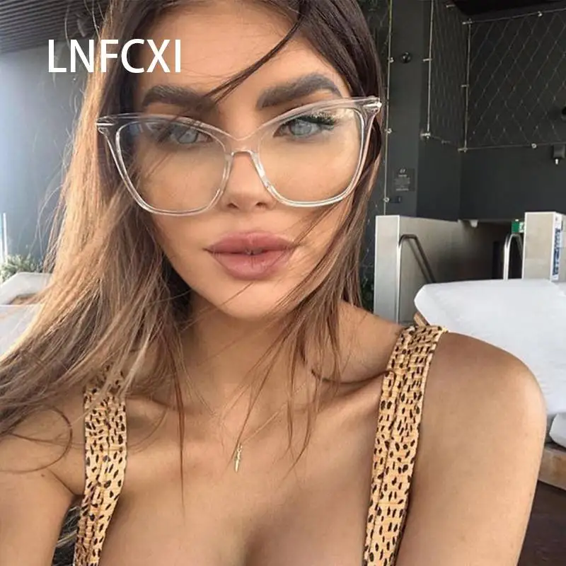 LNFCXI большие оправы для очков женские роскошные брендовые дизайнерские прозрачные очки кошачий глаз женские аксессуары