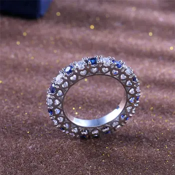 

Ring Zircon Women Size 6-10 Ring Jewelry Silver Color Blue Elegant Wedding