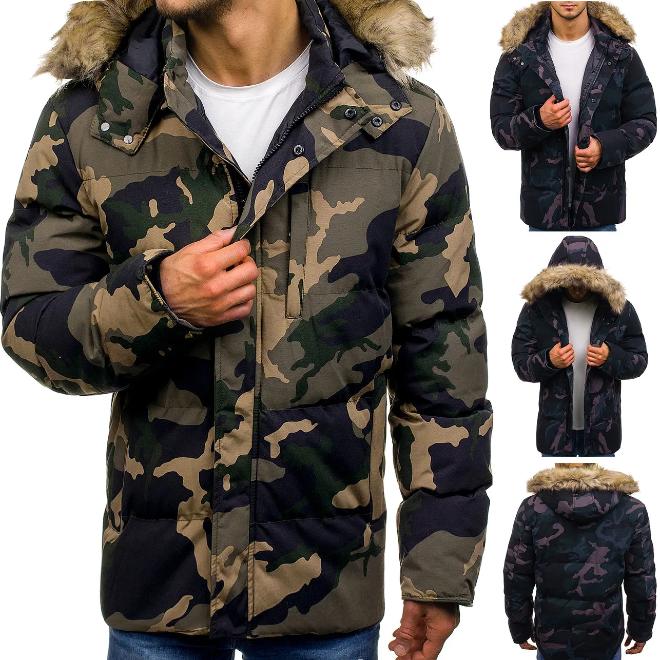 AliExpress поставка товаров для мужчин Европа и Америка Мужская мода толстый пуховик хлопок камуфляж хлопок пальто 3813