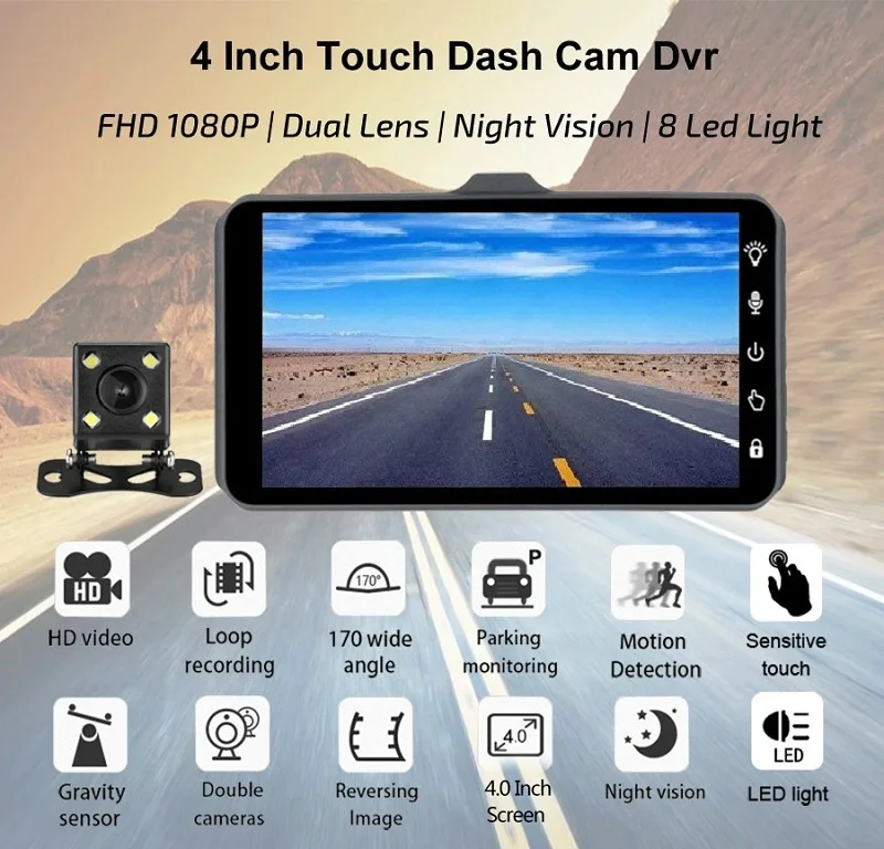Jltart- ķ   ڵ dvr HD 1080P4 ġ ũ IPS  ĸ ī޶, Ʈ Ʈ  ڵ  ڴ