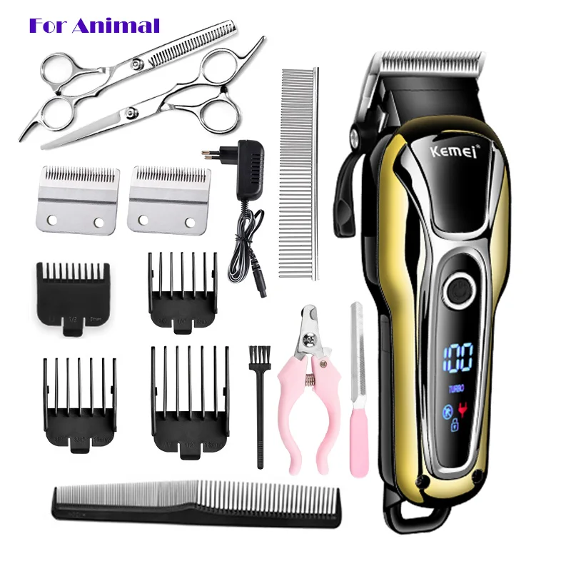 Pet Clipper Dog Hair Trimmer Pet Hair Trimmer Dog Clipper Kemei 100-240v KM-1990 rechargeable animal hair clipper professional dog hair trimmer for cat remover pet grooming set