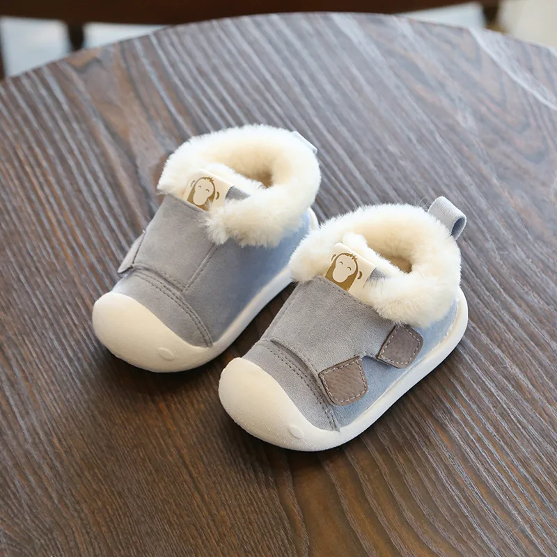 CYSINCOS/теплые плюшевые зимние ботинки для маленьких девочек и мальчиков; зимние ботинки для малышей; Уличная обувь с мягкой нескользящей подошвой; детские ботинки - Цвет: Синий