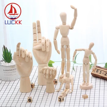 

LUCKK Mannequin Model Wooden Movable Limbs Human And Hand Solid Wood Crafts Human Miniatures Artist Sketch Figurines Decor Gifts