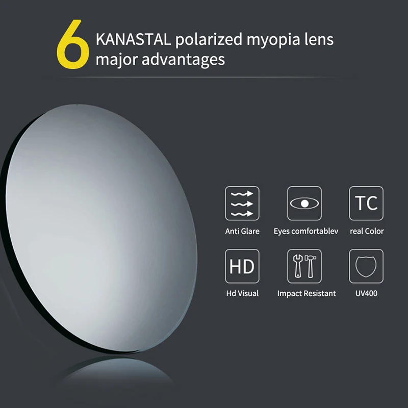 Polarized Myopia Sunglasses Lens Prescription CR39 Resin Aspheric Glasses Lenses UV400 1.56 1.61 1.67 2 Pieces