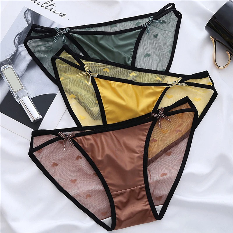 Women's Sexy Lace Underwear Panties Delicate Soft Comfortable Panties Mesh Lace up Bow Knot Low