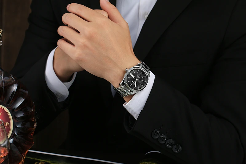 GUANQIN японский механический механизм часы дни недели и Дата мужские часы из вольфрамовой стали водонепроницаемые автоматические часы мужские Relogio Masculino