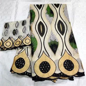 

Soft cotton fabrics 2020 high quality Wax lace dubai fabric embroidery swiss voilde lace in switzerland 7 Yards V672