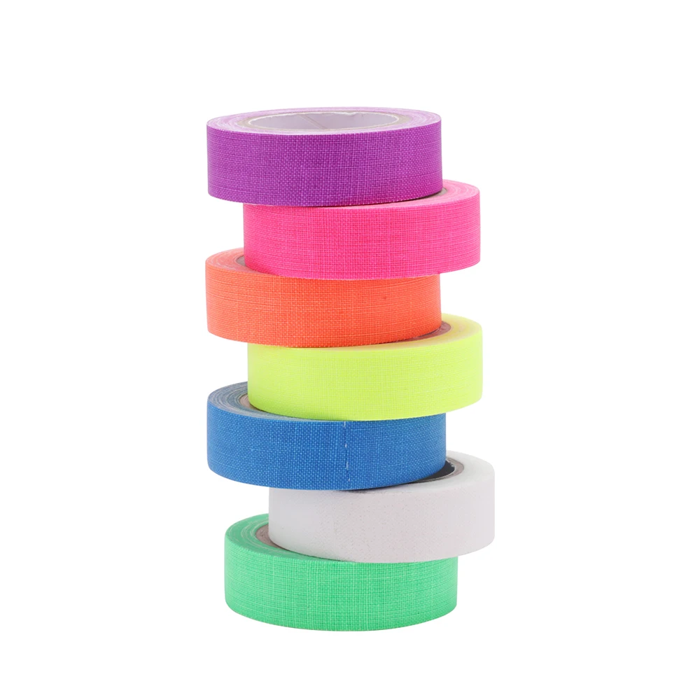 

7pcs/set Luminous Cloth Tape UV Blacklight Reactive Glow In The Dark Tape Neon Gaffer Fluorescent Safety Warning For Home Decor