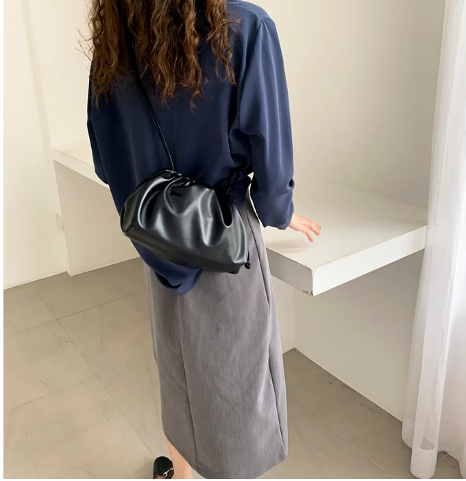 Women all-match vintage messenger bag hobos small women's cross body shoulder bag female casual style handbag d698w - Цвет: black