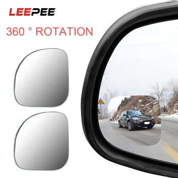 

LEEPEE 2 Piece Car Blind Spot Mirror Wide Angle Round Convex 360 Degree Adjustable Parking Auxiliary Rear View Mirror