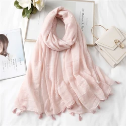 High Quality Cotton lady Scarf Hijab Shawls Lady Wraps Solid Embroidery Foulard Warm Pashmina Femme Winter Scarves Bufanda 2022