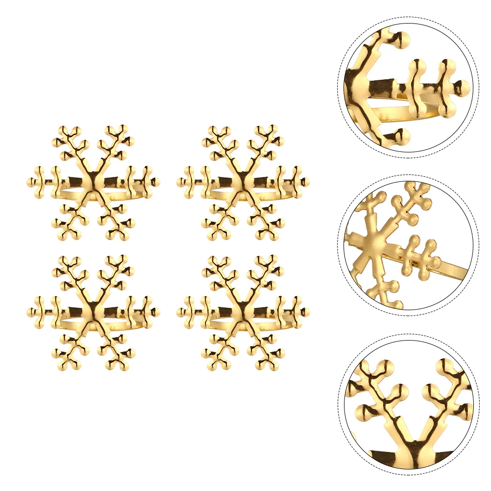 4pcs Napkin Buckles Snowflake Rings Exquisite Tissue (Golden) | Дом и сад