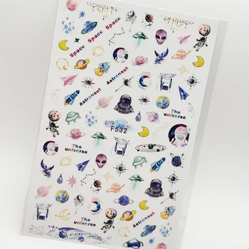 

3D Nail Sticker Universe Space Alien Planet Nail Art Decorations Wraps Decals Slider Design Adhesive Manicure Tips Stickers
