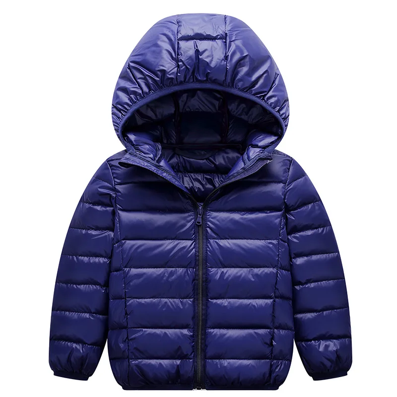 Осенне-зимняя легкая Детская куртка-пуховик с капюшоном на возраст от 1 до 14 лет одежда для детей однотонная теплая куртка-пуховик на 90% утином пуху для мальчиков и девочек