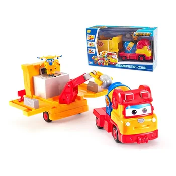 

2019 Transformation Super Wings Engineering Vehicles Scene 3 Different Mode Big Truck Mixer Truck Command Base Deformation Toy