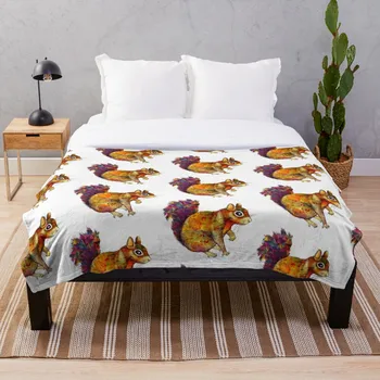 

Squirrel Art Blanket Wool Flannel Plush Blanket Bedspread For office Sherpa Blanket Couch Quilt Cover Travel