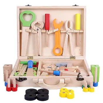 

Wooden Tool Toys Toolbox Kids Toy Educational Toy DIY Construction Toolbox Pretend Toys Portable Wooden Toolbox Set For Kids