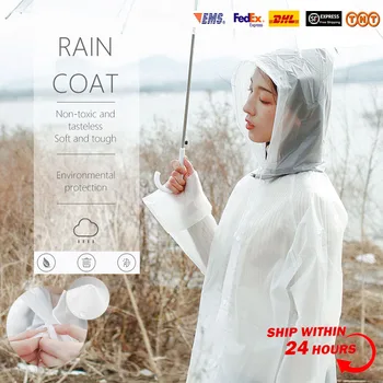 

EVA Portable Raincoat Transparent Fashion Thick Adult Outdoor Climbing Suit With Cap Hiking Camp impermeable Rainwear Suit