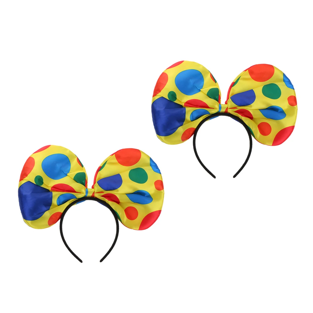 2pcs Fashion Clown Hat Headband Circus Jester Polka Dots Hairband Women  Fancy Dress Hair Accessories
