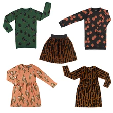 CarlijnQ/Детские платья; Новинка года; сезон осень-зима; милое платье с длинными рукавами и принтом для девочек; модная одежда из хлопка для маленьких детей