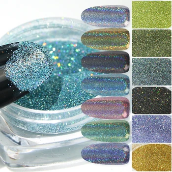 

10G/bag Holographic Glitter Laser Shining Hexagonc Sequins1*1mm Dust Powder for Nail Decorations