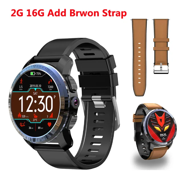 Смарт-часы Kospet Optimus Pro с gps, 2 ГБ, 16 ГБ, водонепроницаемые, 1,39 дюймов, Android7.1.1, AMOLED, WiFi, с камерой 8,0 МП, спортивные Смарт-часы для мужчин - Цвет: Add Brown Strap