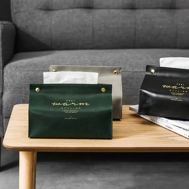 Creative Leather Tissue Storage Box Container Case Foldable Home Kitchen Bedroom Car Desktop Napkin Paper Holder Organizer 2