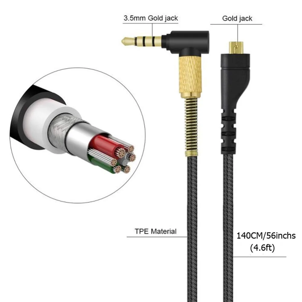 OFC Replacement Nylon Braided Cable Extension Cord for SteelSeries Arctis 3 5 7 Pro Wired Wireless Gaming Headphones Headsets