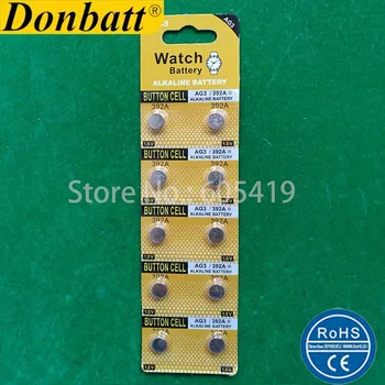 

100cards per Lot, AG3 LR41 1.5v alkaline button cell,100% fresh watch battery Mercury free 0% Hg