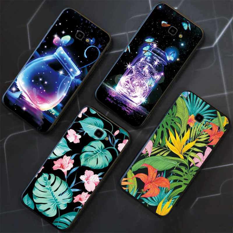 Чехол для Samsung J4 J6 Plus, мягкий черный ТПУ чехол с розами для Samsung J4, чехол для J5 J7 Prime, чехол для J3 J5 J7, чехлы