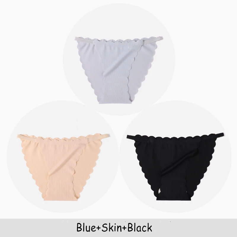 Blue Skin Black Хлопковые сексуальные женские трусики с талией большого размера бесшовное дышащее нижнее белье DULASI 3 шт./лот трусики для секса трусики для секса - Цвет: Blue Skin Black