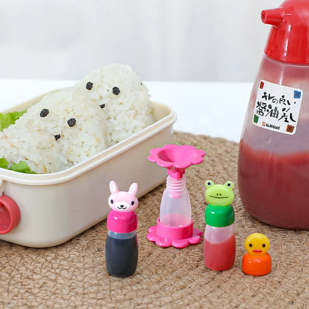 3pcs/set Mini Seasoning Sauce Bottle Small Containers Lovely Rabbit Frog Duck Bottles For Bento Lunch Box Kitchen Jar Accessorie |