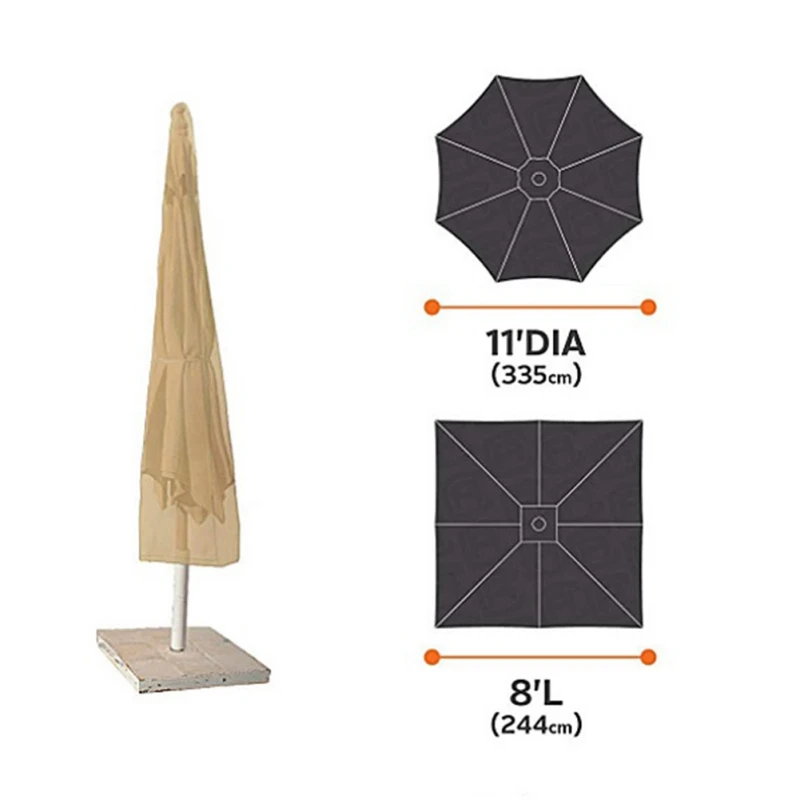 Классический чехол для зонта на Молнии Пылезащитный непромокаемый открытый садовый инвентарь коричневый тенты для сада Shade3Kk