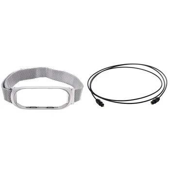 

1pcs 1.5M Toslink Optical Fiber o Cable Digital 5Ft & 1pcs Smart Watch Strap Metal Stainless Steel Strap for Xiaomi