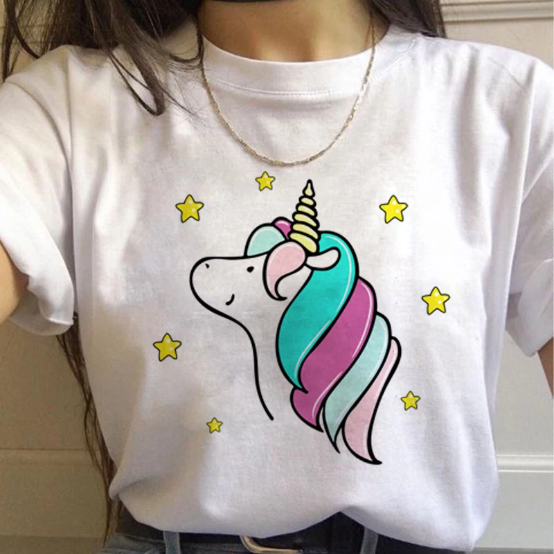 

Unicorn Kawaii Harajuku T shirts for Women 2020 Cute Unicornio Ullzang Cartoon T-shirt 90s Funny Print Tshirt Graphic