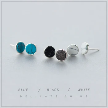 

Modian Luxury Authentic 925 Sterling Silver Green Round Turquoise Stud Earrings for Women Vintage Silver Earrings Jewelry New