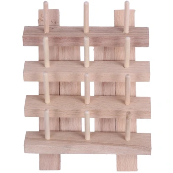 

12 Spool Wooden Bobbin Thread Rack and Organizer for Sewing Quilting Embroidery Craft
