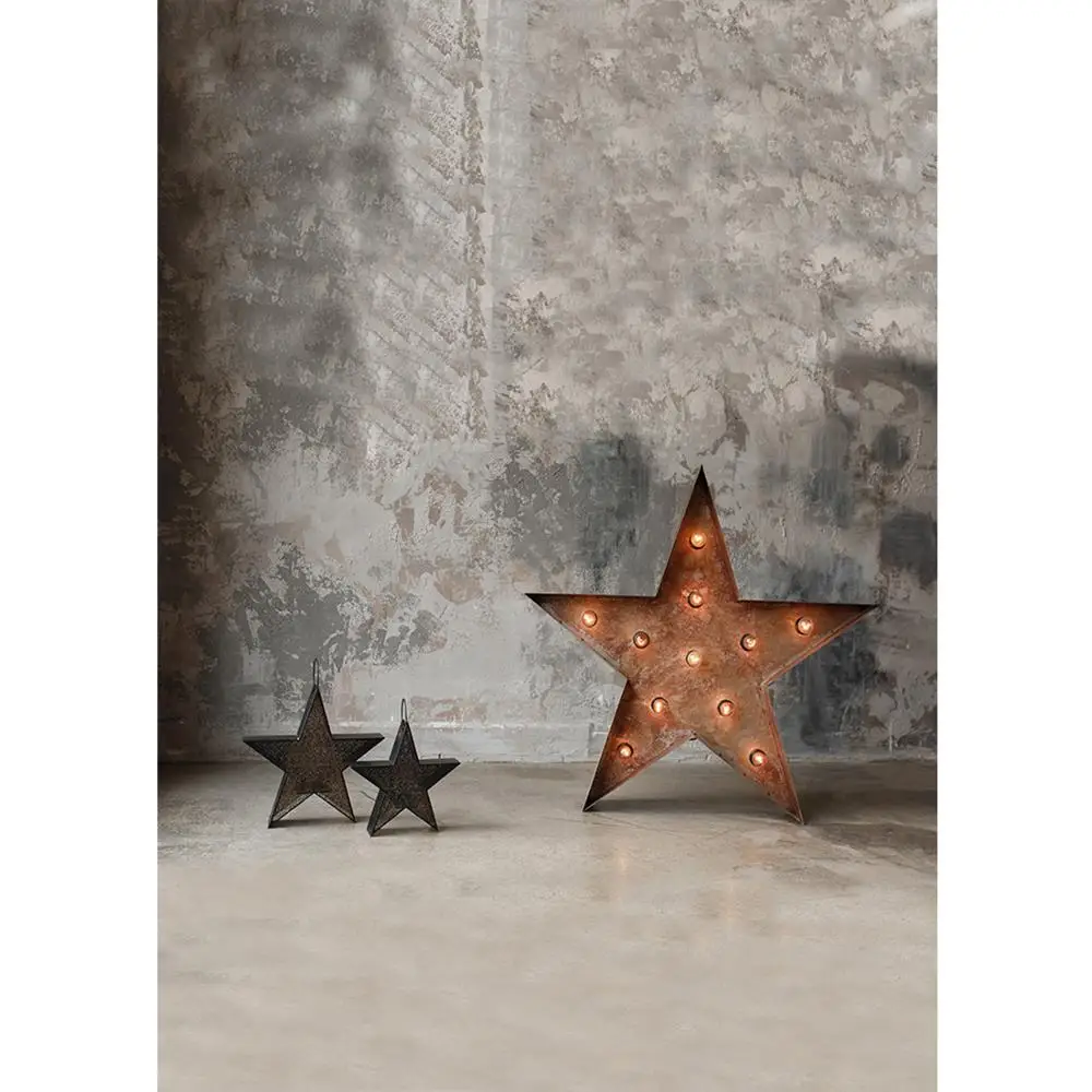 

Gray Cement Wall Christmas Stars Photography Backdrop Vinyl Cloth Background Photo Studio for Children Baby Shower Photoshoot
