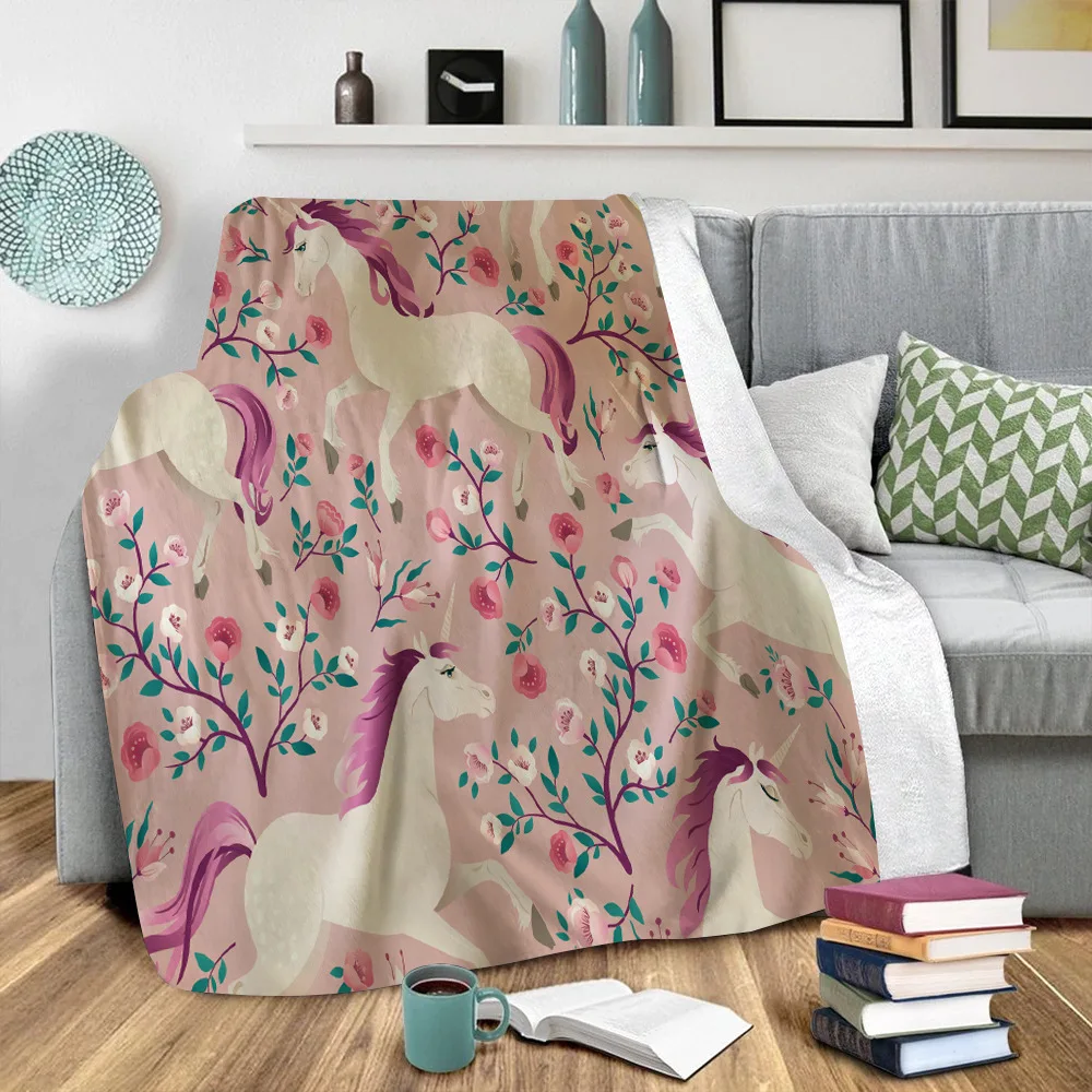 

Flower Unicorn Fleece Blanket 3D full printed Wearable Blanket Adults/kids Fleece Blanket Sherpa Blanket Drop Shipping 01