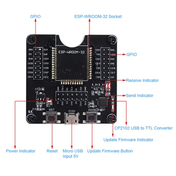 

For ESP-WROOM-32 ESP-32 ESP-01/01S/12E/12F/12S/18T ESP8266 Downloader Tester Shield IoF Wireless WIFI Transceiver Module