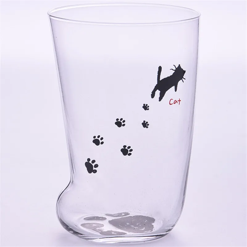 Милый кот лапы стеклянная чашка термостойкая домашняя молоко сок пиво матовая стеклянная чашка офисная кофейная кружка питьевое стекло es креативные подарки - Цвет: Clear cat