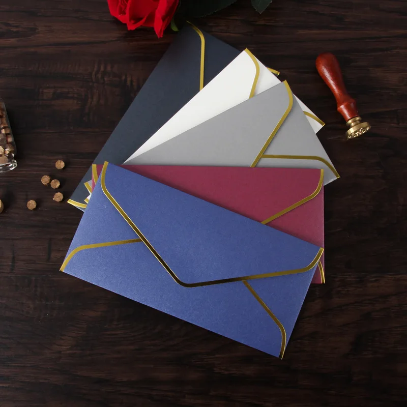 Gold Stamping Envelopes Creative Retro European Business Envelope Letter Paper Envelope Wedding Invitation 10pcs/set mailing envelopes