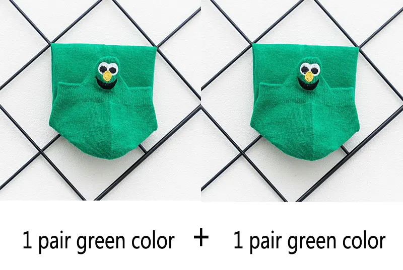 green green Размер 35-42, кавайные женские носки, счастливые модные забавные Женские носочки, хлопковые, с вышивкой, яркие цвета - Цвет: green green