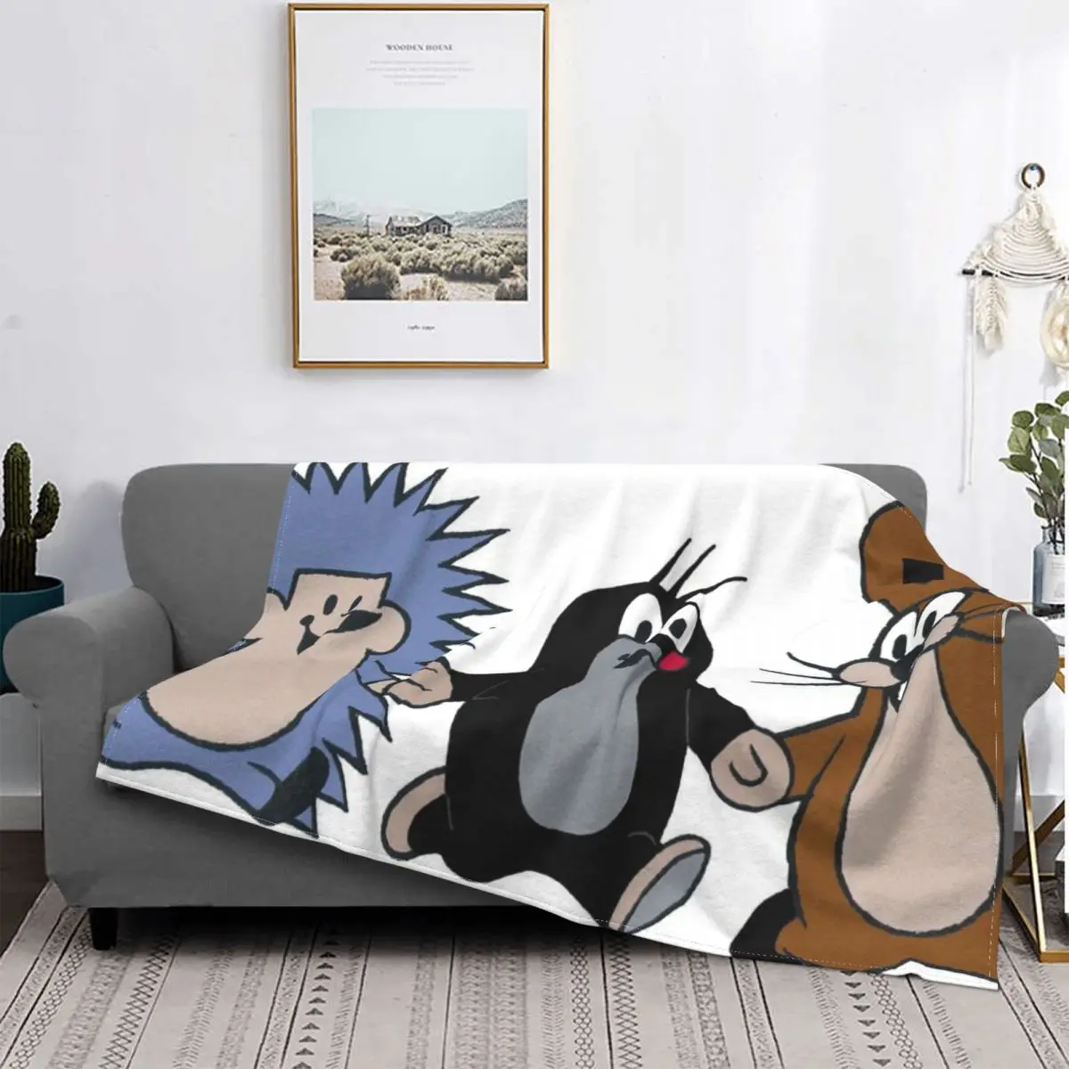 

Krtek Zdenik Miler Educational Animation Blanket Flannel Decoration Friends Portable Home Bedspread