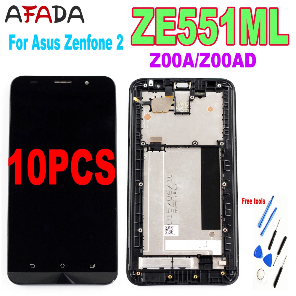 

10 PCS For Asus Zenfone 2 ZE551ML Z00A LCD Display Panel Touch Screen Digitizer Assembly Frame ZE551ML Z00AD LCD